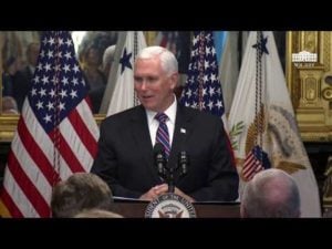 Vice president pence participates in a swearing-in ceremony