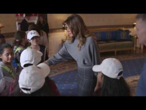 First lady melania trump welcomes elementary students to the white house