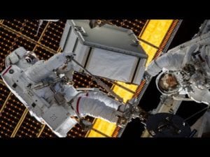 Nasa astronauts spacewalk outside the international space station on jan. 20, 2020