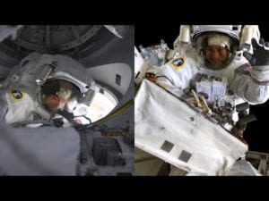 Nasa astronauts spacewalk outside the international space station on jan. 15, 2020