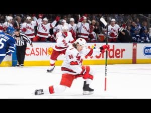 Hurricanes rattle off three goals in 1:04