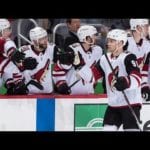 Hall snipes home a beauty for his first goal as a Coyote