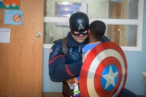 Captain america visits k. Hovnanian children’s hospital