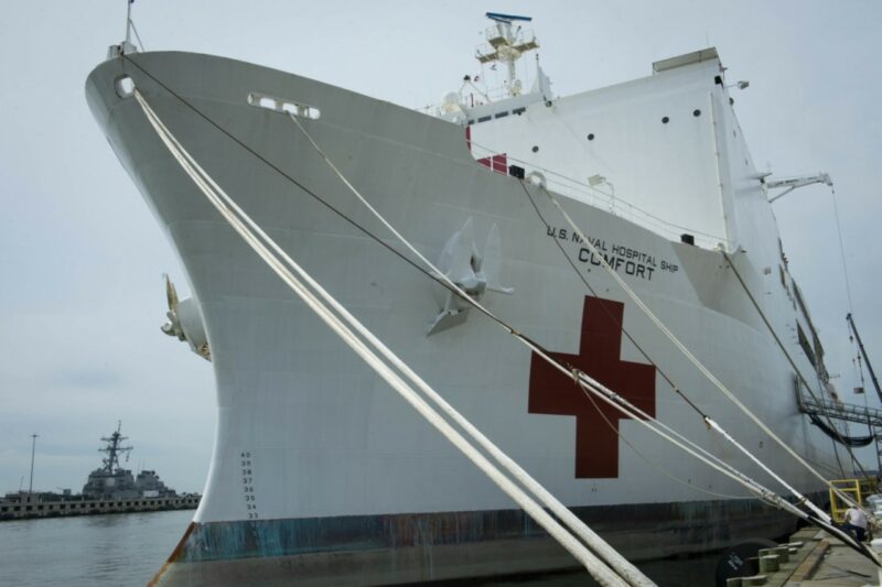 Navy Hospital Ship Arrives in New York City
