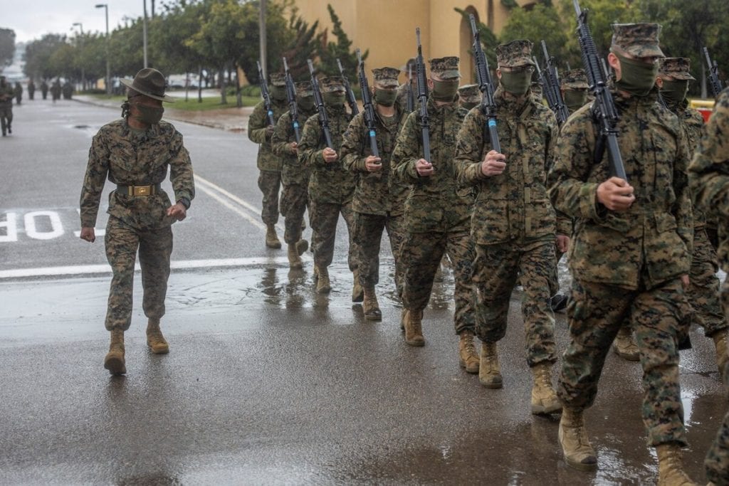 Marine Recruits Now Using Improvised Skivvy Shirt PPE Masks During Boot Camp