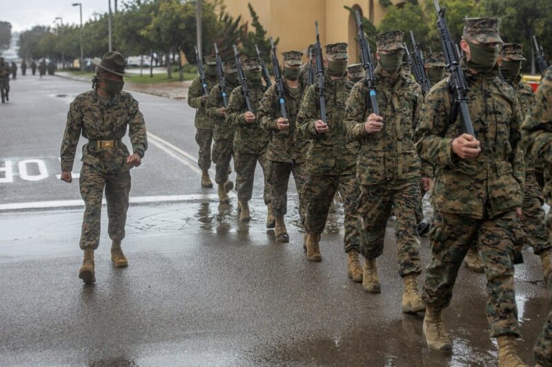 Marine Recruits Now Using Improvised Skivvy Shirt PPE Masks During Boot Camp
