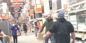 Watch: mankaren threatens family at home depot because infant not wearing mask
