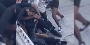 Video: three police officers injured in jersey city street brawl