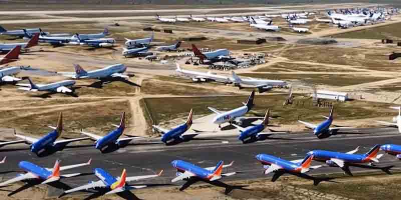 Where are all the commercial airline jets quarantined during COVID-19?