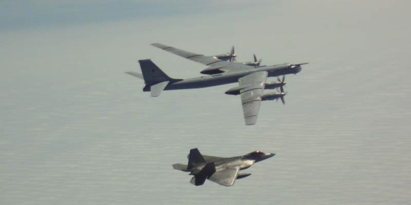 American F-22 Raptors Intercept Russian Bomber Formations Heading Towards Alaska