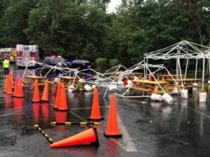 Car crashes through parking lot outdoor dining facility in new jersey