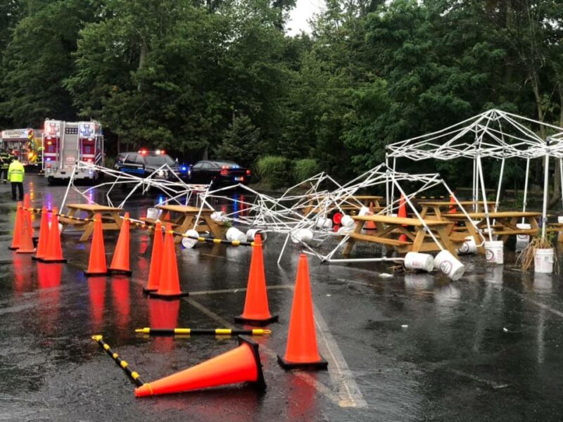 Car Crashes Through Parking Lot Outdoor Dining Facility in New Jersey