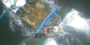 Watch: coast guard rescues man from moving fishing boat by helicopter off jersey shore coast