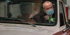 Murphy driving with his foot on the brakes in left lane of nj's road to recovery