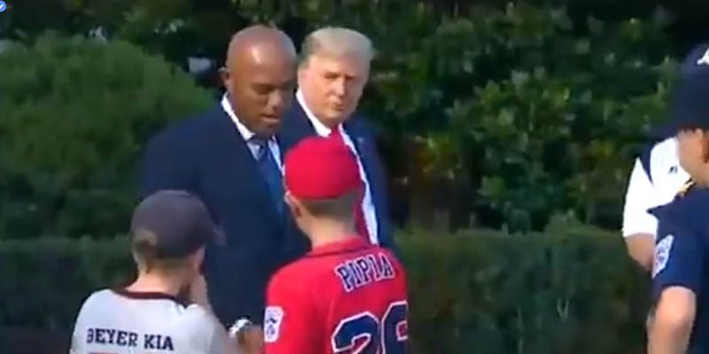 Watch President Trump Play Catch With Mariano Rivera and bunch of Little Leaguers on the South Lawn