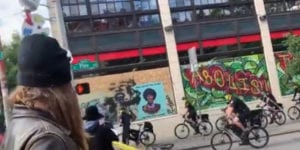Seattle bike cops kamikaze rush protesters