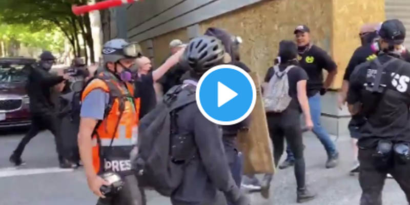 Antifa Protester Gets Punched Out After Hitting Man With Wooden Shield