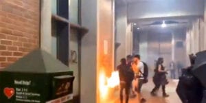 Watch: antifa now setting buildings on fire across portland