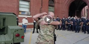 Nypd welcomes officer home from tour of duty in afghanistan surprises cop dad at work