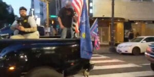 Pro-trump supporters shoot blm agitators with paintball guns in portland