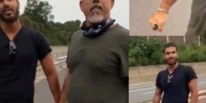 Two men exit benz and road rage on driver, striking him with unknown object