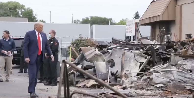 Trump Visits War Torn Kenosha to See BLM/ANTIFA Destruction First-hand