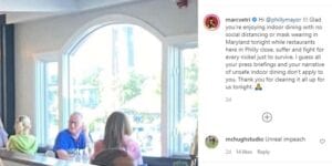 Philly mayor tired of his own rules goes to md for indoor dining