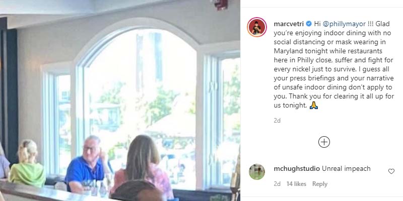 Philly Mayor Tired of His Own Rules Goes to MD for Indoor Dining