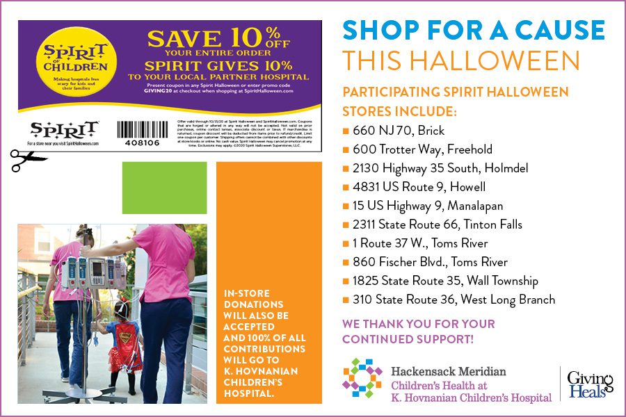 Spirit Halloween Again Selects K. Hovnanian Children’s Hospital as Recipient of Spirit of Children Annual Fundraiser