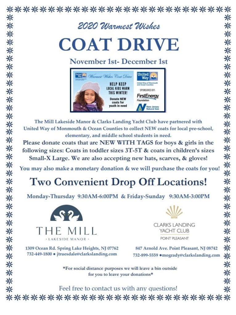 Spreading the Word about our Warmest Wishes Coat Drive 2020 on behalf of the United Way of Monmouth and Ocean Counties