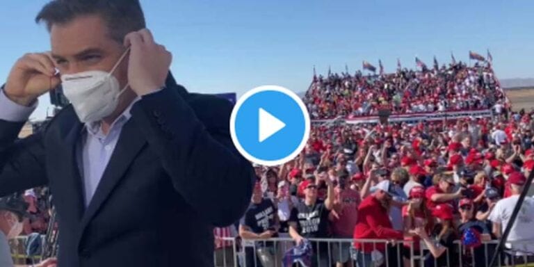 Cnn's jim acosta whines about trump supporters chanting "cnn sucks" - photo licensed by shore news network.