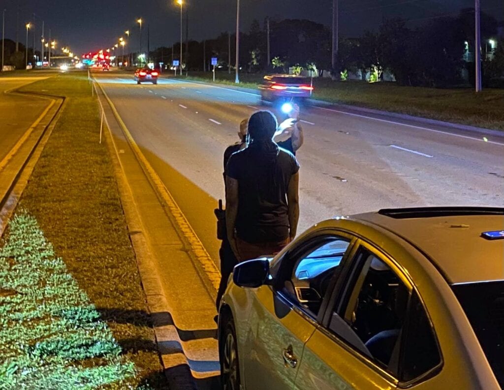 Woman driving wrong way, dui with children in car on us1 in port st. Lucie apprehended - photo licensed by shore news network.