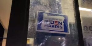 Biden-harris democrat hq in portland attacked by blm/antifa
