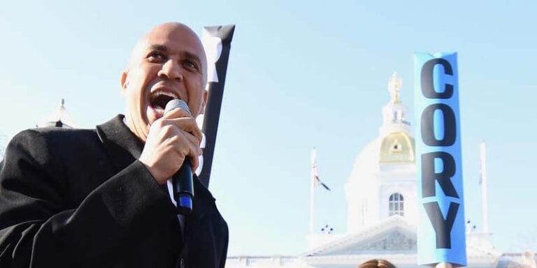 Cory booker shares bizarre tiananmen square cartoon with tesla cybertrucks in latest doge attack - photo licensed by shore news network.