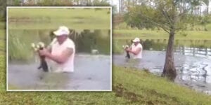 Watch as florida man saves puppy from alligator attack, doesn't drop his cigar