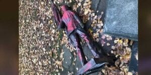 Nothing is sacred in lawless portland as cemetery statue honoring fallen soldiers toppled