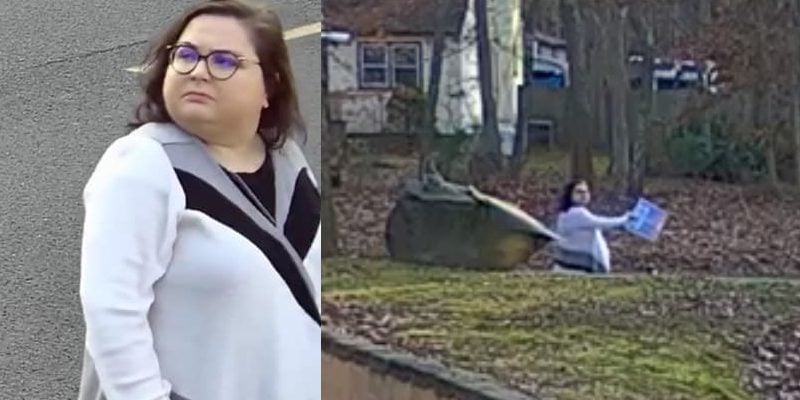 Woman Caught Red-Handed Vandalizing Trump Sign in One of New Jersey's "Most Trumpiest" Towns