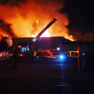 Firefighters battle blaze in downtown bakersfield at tina marie's cafe - photo licensed by shore news network.