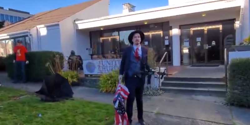Watch: Patriots' Message to Visiting Antifa Mob, F' With Our Flag, We F' You Up
