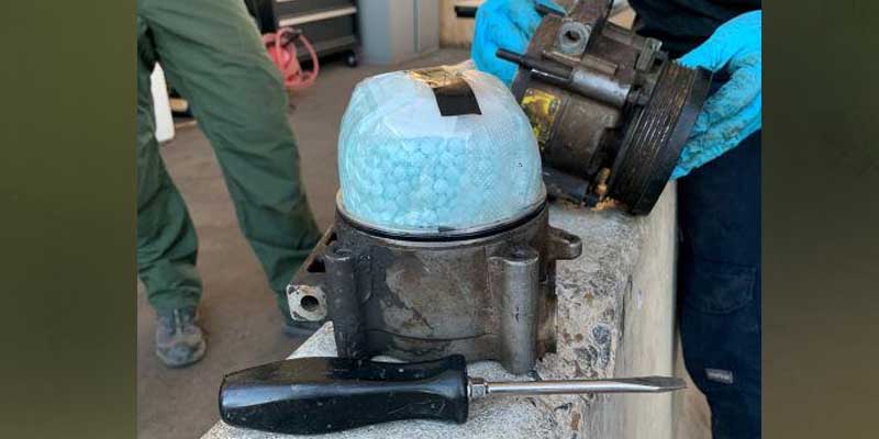 K-9 sniffs out huge fentanyl haul hidden in smuggler's ac unit at Amado border crossing
