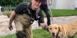 Deputy rescues dog from muddy canal