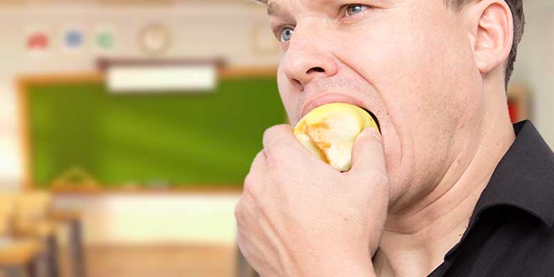 Parrott Middle Schooler put staples in teacher's apple