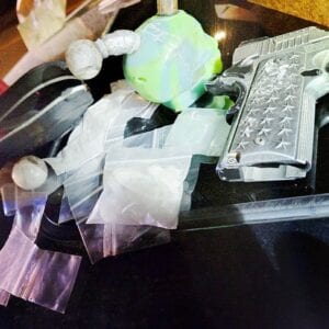 Head shaped bong, meth, guns found in lake elsinore traffic stop - photo licensed by shore news network.