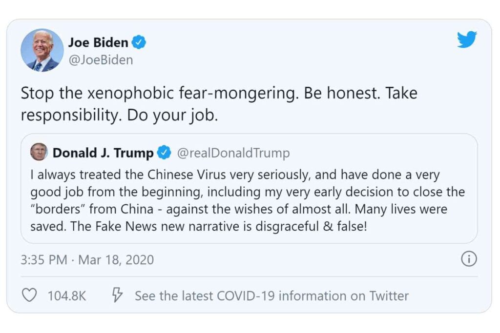 Biden Press Secretary said it's not fair to use his "Xenophobic" tweet against him