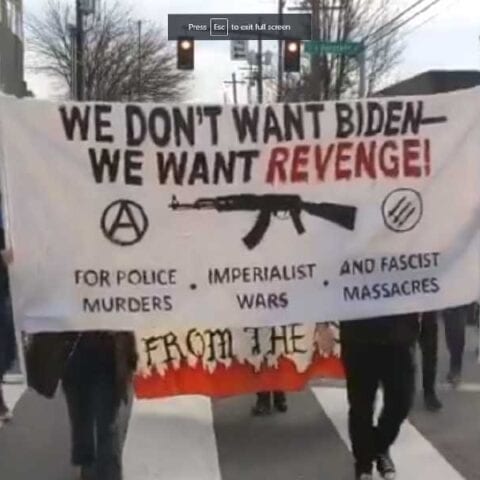 If you thought antifa would go away under biden, think again as group storms, destroys portland democrats office - photo licensed by shore news network.