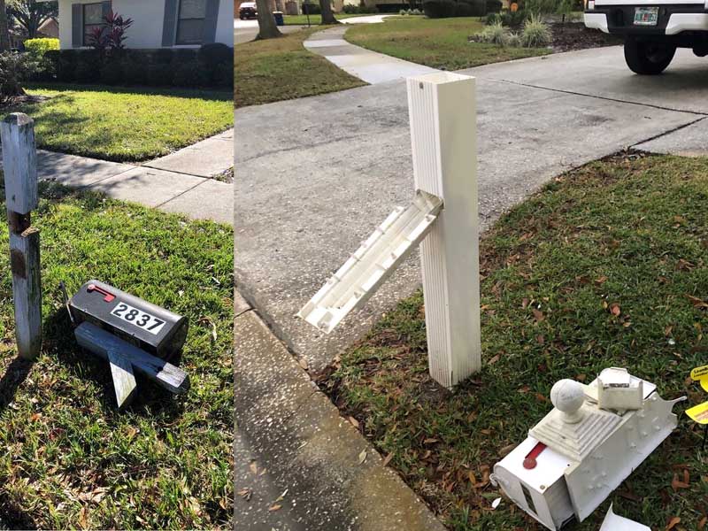 Police Investigating Mailbox Baseball Path of Destruction