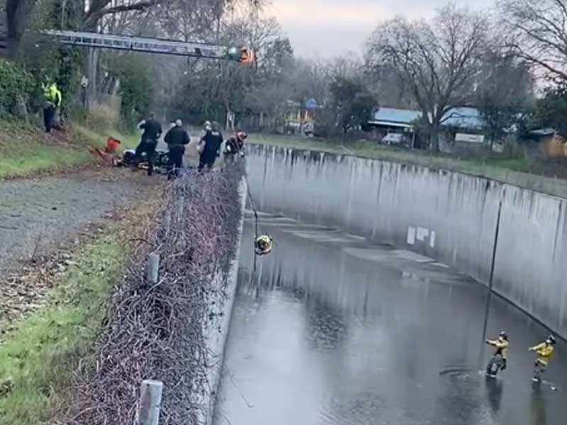 Concord Police, Firefighters Rescue Man from Canal