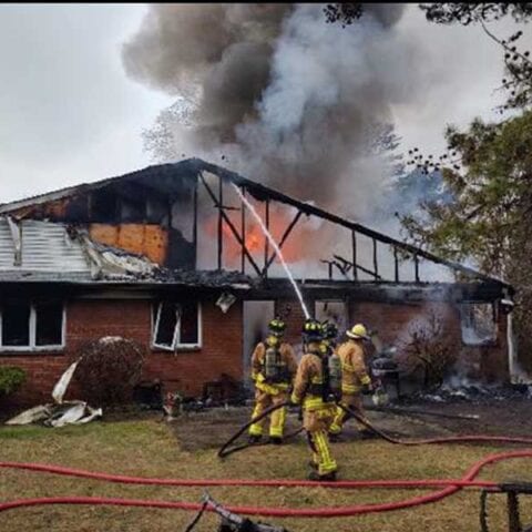 Home damaged in morning blaze in manchester township - photo licensed by shore news network.