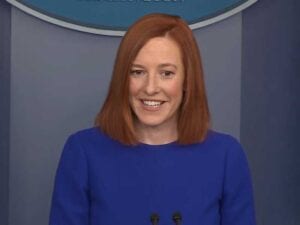 Biden's white house press secretary jen psaki first federal employee to violate new mandatory mask wearing executive order