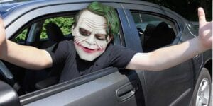 Man wearing joker mask pointed loaded rifle at driver in winter haven road rage